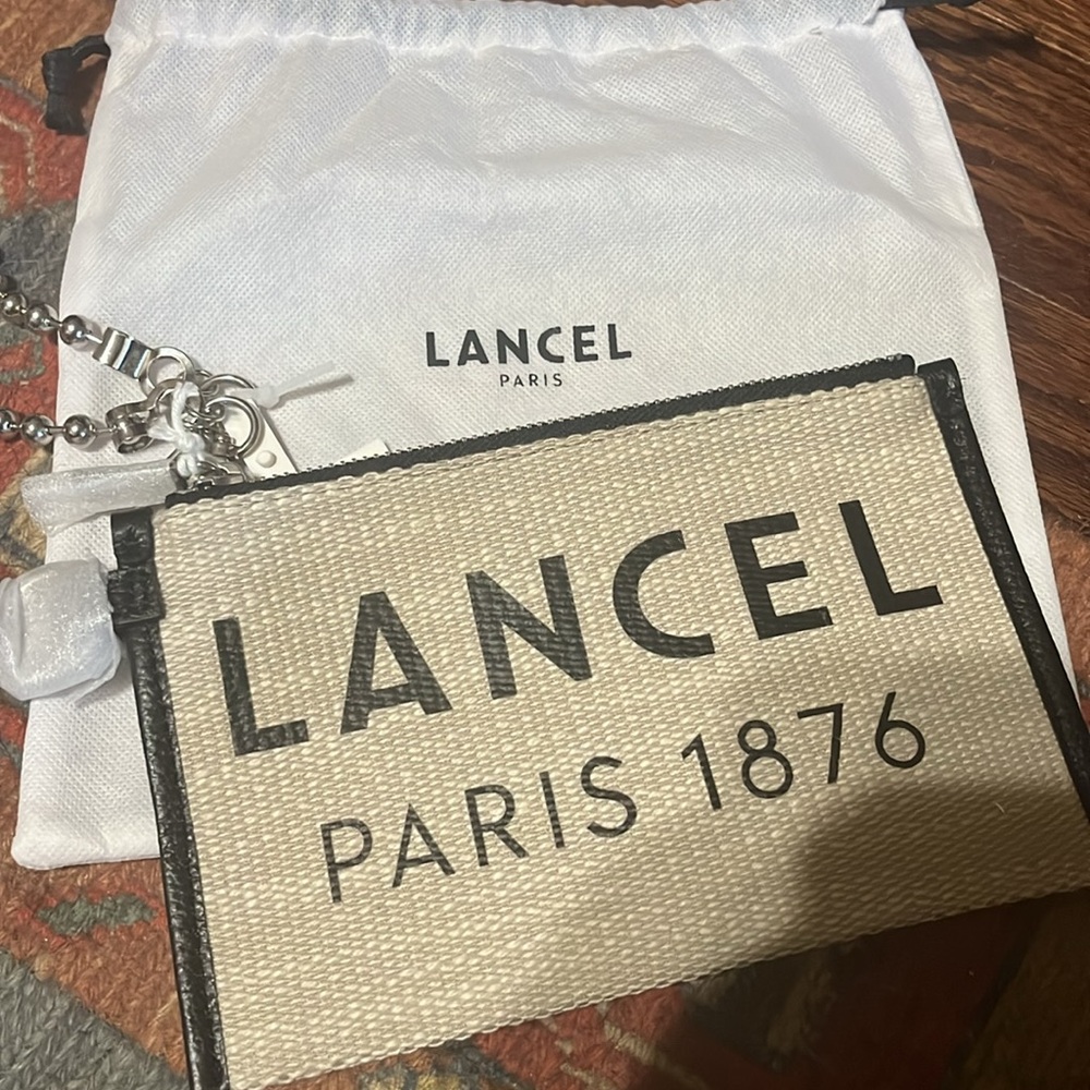 COPY - Lancel Beige and Black Canvas Pouch